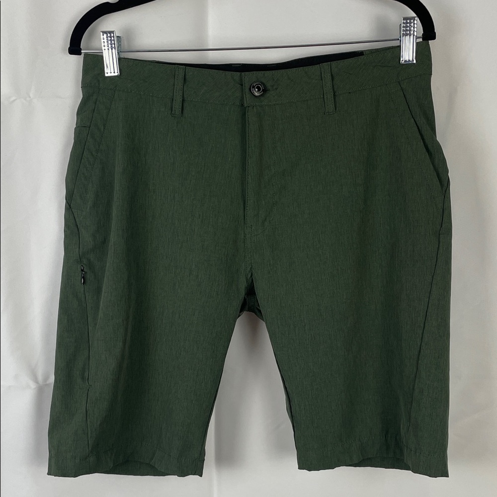 Kenneth Cole Men's Forest Green Flat Front Stretch Shorts w/Pockets - Size 31